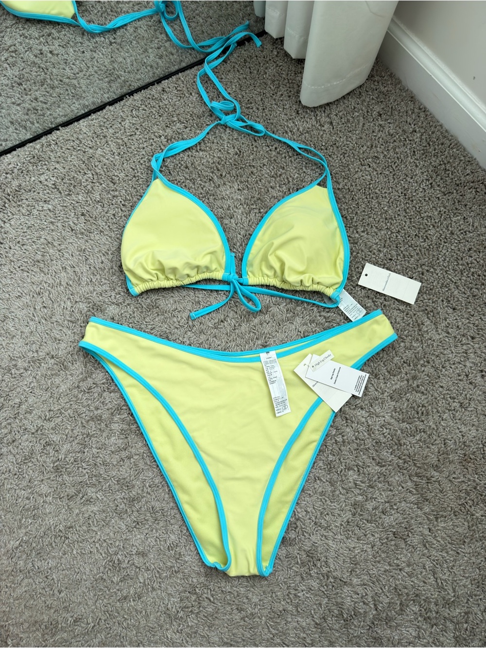 Abercrombie & Fitch Yellow Bikini with Turquoise Trim
